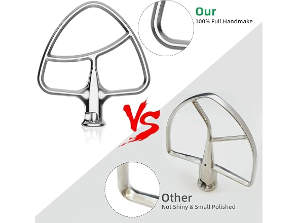 GVODE Stainless Steel Flat Beater for KitchenAid Mixer