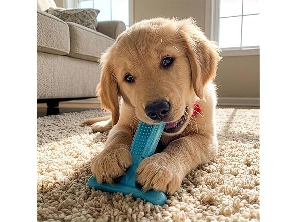 SPOT Bam-Bones Puppy T-Bone Dog Chew Toy- 6" Blue