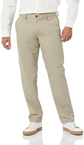 Amazon Essentials Men's Straight-Fit Wrinkle-Resistant Flat-Front Chino Pant, Khaki Beige, 32W x 33L