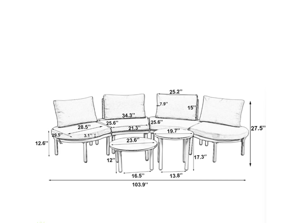 Latitude Run 6pc Patio Set w/ Dual Tables -Choose Color