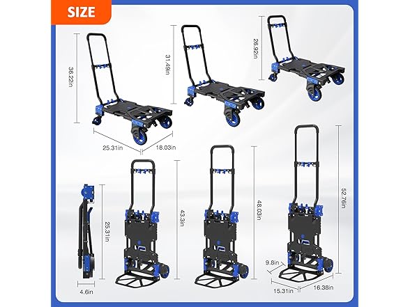 2-in-1 Folding Hand Truck Dolly 330 lb