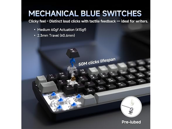 DIERYA DK68 Wireless Keyboard, Grey