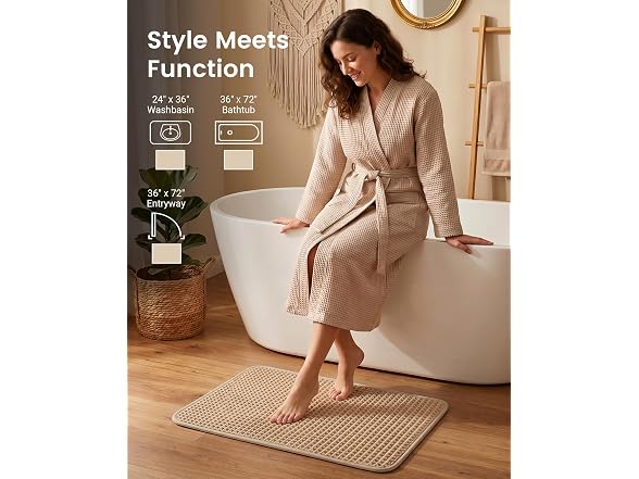 Furicher Non Slip Waffle Bath Mat