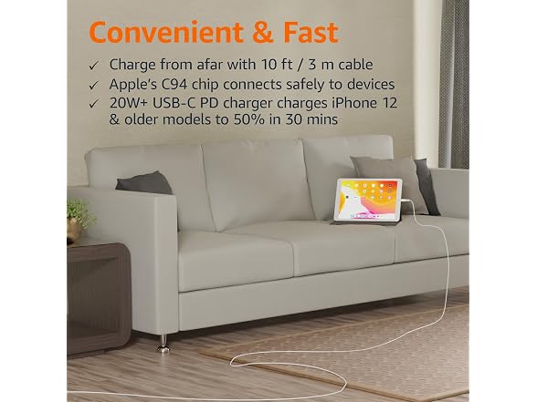 Amazon Basics MFi Certified USB-C to Lightning Fast Charging Cable