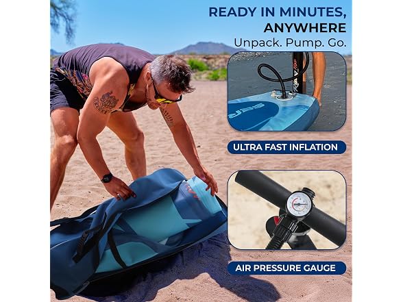 SereneLife 10'6" Inflatable Stand Up Ocean Blue