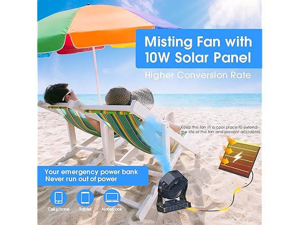 AUSIC Misting Solar Fan