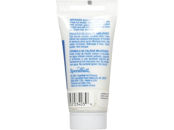 Speedball Water Soluble Block Printing Ink, White, 1.3 oz