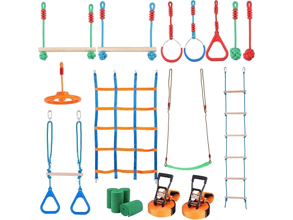Ninja Warrior Obstacle Course for Kids, 2 x 50ft