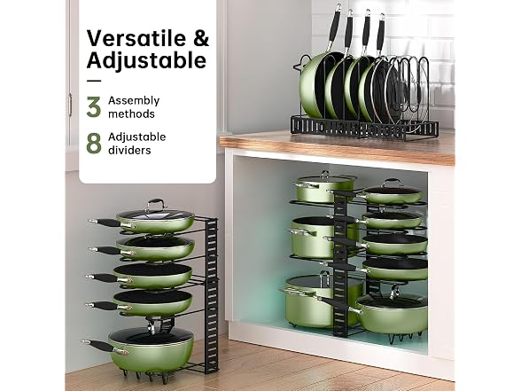 MUDEELA 8-Tier Adjustable Pots and Pans