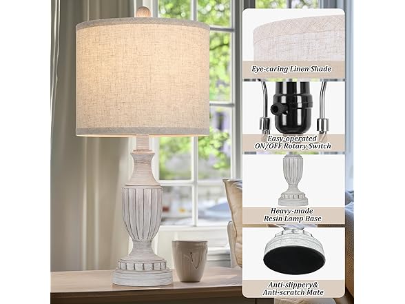 TOBUSA Table Farmhouse Lamps Set of 2