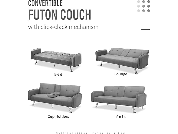 IULULU Futon Sofa Bed, Convertible Couch