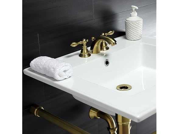 Kingston Brass 25" Ceramic Console Sink, White/Brushed Brass