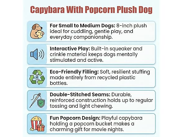 SPOT Capybara with Popcorn Plush Dog Toy