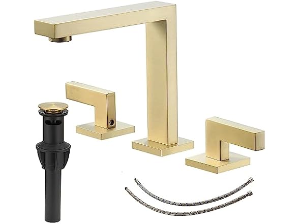 BWE Brushed Gold 8 Inch Widespread Bathroom Sink Faucet