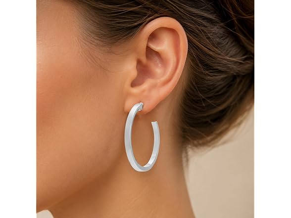 GUESS "Basic" Silver Logo Open Hoop Earrings