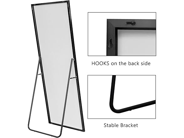 PexFix 65"x22" Floor Mirror, Black