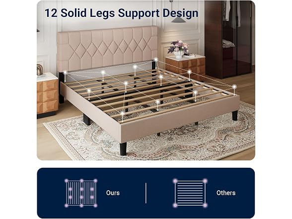 Avenco King Size Bed Frame with 3-Height Adjustable Headboard