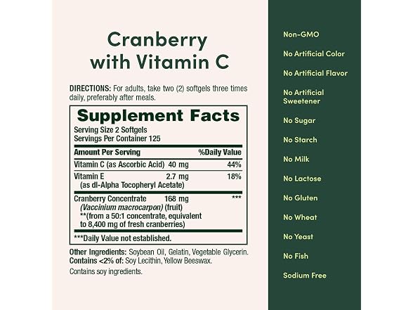 Nature s Bounty Cranberry Pills Women Urinary