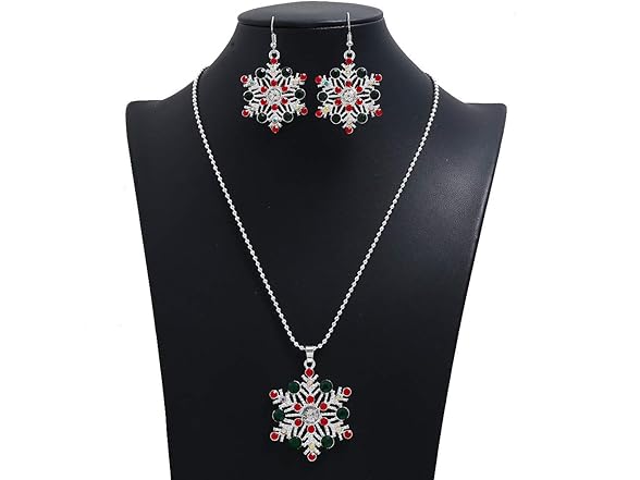 LZHLQ Snowflake Earrings & Necklace