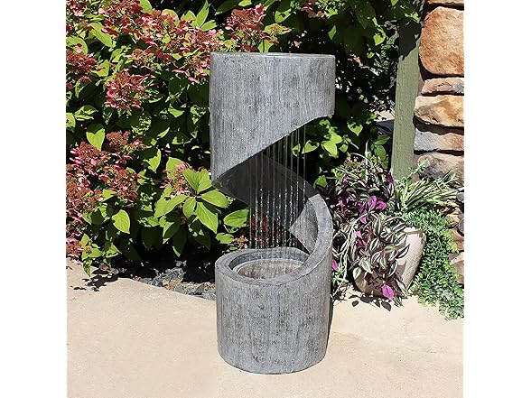 Sunnydaze Showering Spiral Electric Water Fountain with LED Light