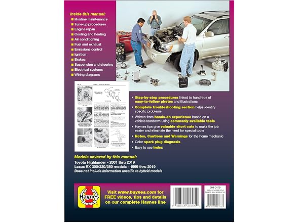Haynes Toyota Highlander Lexus RX 300/330/350