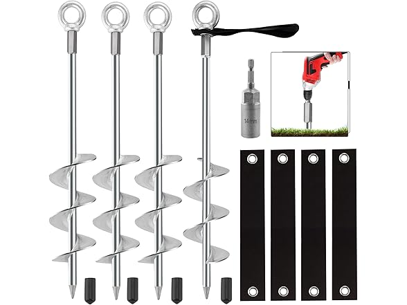 WateryWave 4Pcs Ground Anchors Screw
