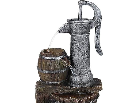 Sunnydaze Cozy Farmhouse Pump and Barrels 23-Inch
