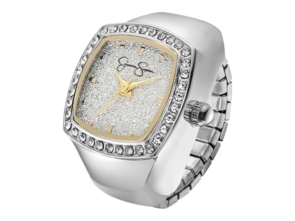 Jessica Simpson Silver Ring Watch Crystal Dial