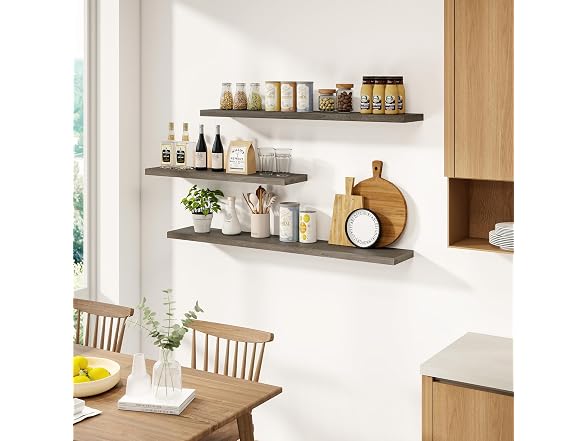 Vivelove Grey Elm Wood Floating Shelf 48"x8"