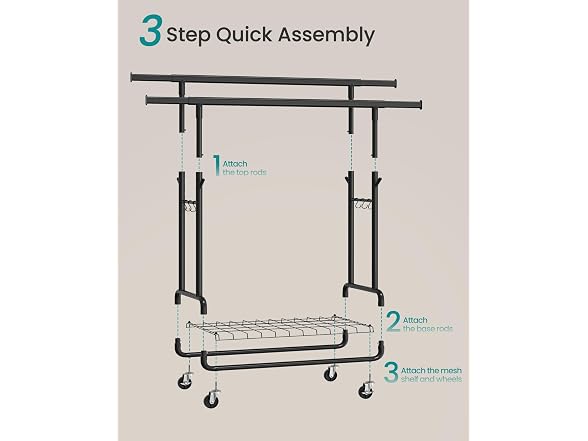 SONGMICS Clothes Rack Ink Double Rod