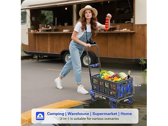 2-in-1 Folding Hand Truck Dolly 330 lb