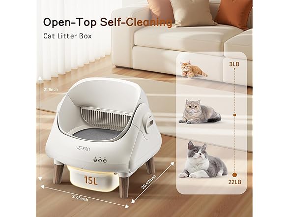 YIZFERN Self Cleaning Litter Box for Multiple Cats Automatic(Open Box)