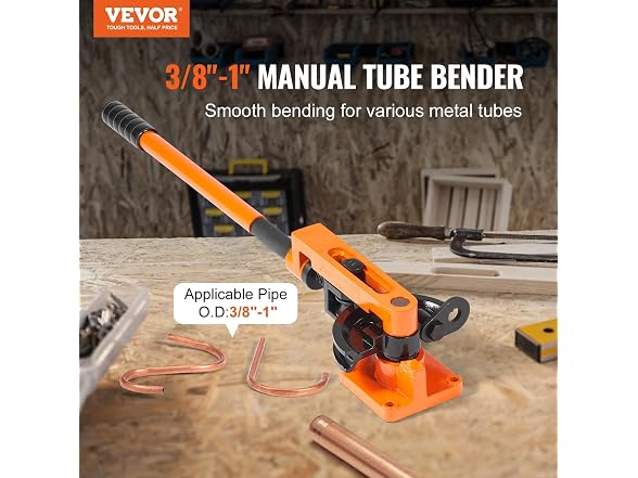 Pipe Tube Bender, 3/8" to 1" OD Manual Pipe Tube
