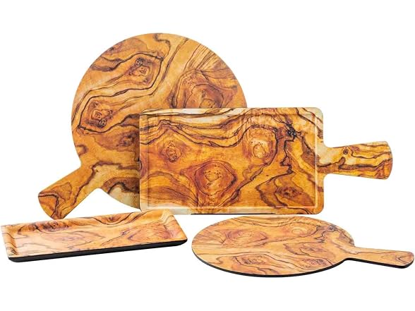 TableCraft 12953 Serving Tray, Olive Wood Decal Melamine Serving Tray