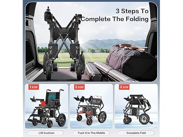 Electric Wheelchair for Adults - KERDOM Foldable Wheelchair  (Open Box)