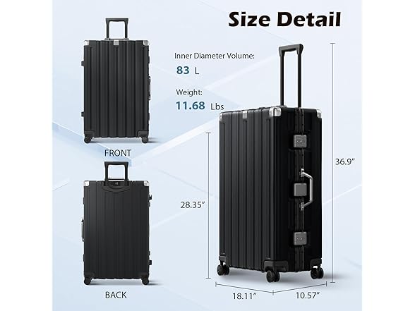 Krute Luggage Sets 2 Pieces Aluminum Frame Suitcase With Spinner Wheels 20 28 Inch Hardside No Zipper PC Luggages with USB Charger (Open Box)