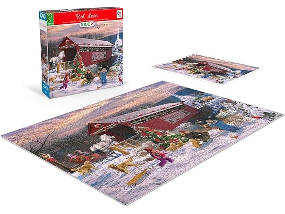 Classic Christmas Red Barn 1000Pc Puzzle