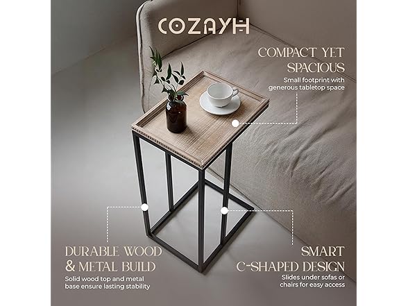 COZAYH Farmhouse End Table with Beaded Edge