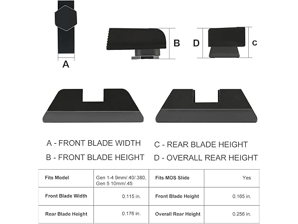 Brass hunter Sight Set for Glock - Fits Gen 1-4 9mm