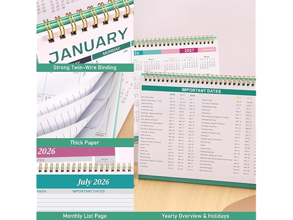 Lemome Home 2026-2027 Desk Calendar
