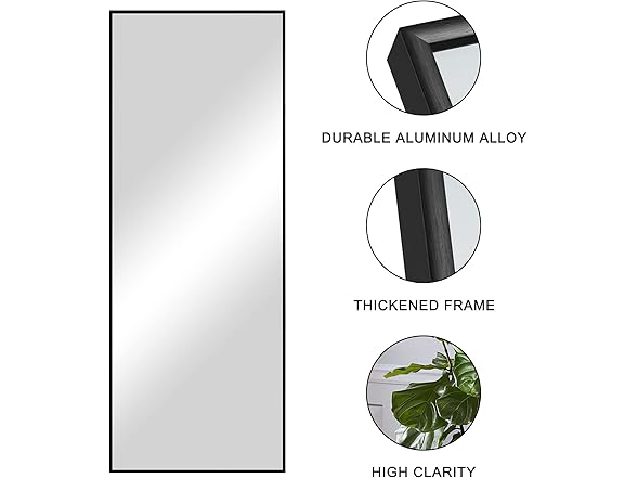 NeuType 47"x16" Black Full Length Mirror