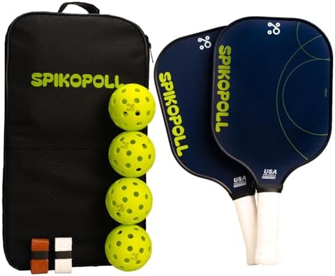 SPI New by SPIKOPOLL Pickleball Paddles Set of 2, USAPA Approved, Lightweight, Durable Fiberglass Pickleball Rackets with Polypropylene Honeycomb Core (Same Color: Deep Blue)