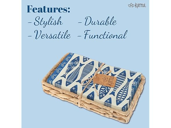  Woven Napkin Holder with Paper Napkin Set, Shells