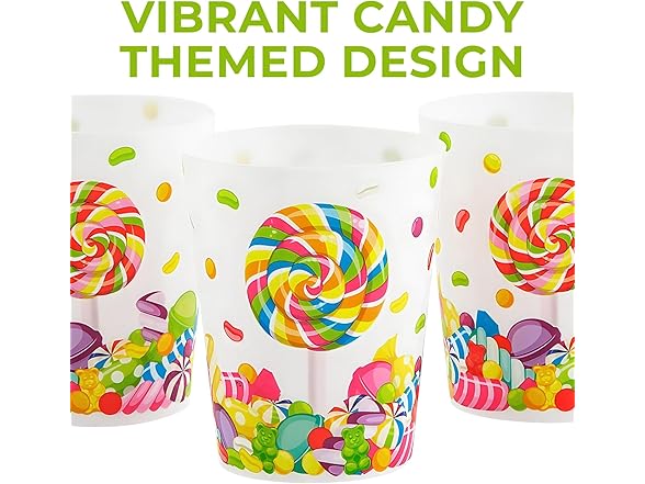 Fun Express Candy World Party Plastic Favor Cups - 8 Count