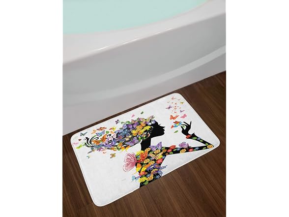 Ambesonne Butterflies Bath Mat, Girl Fashion 