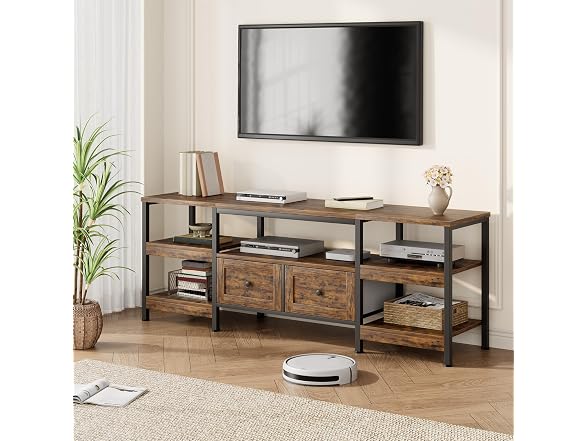 Industrial TV Stand with 2 Drawers Fits TVs up to 75in