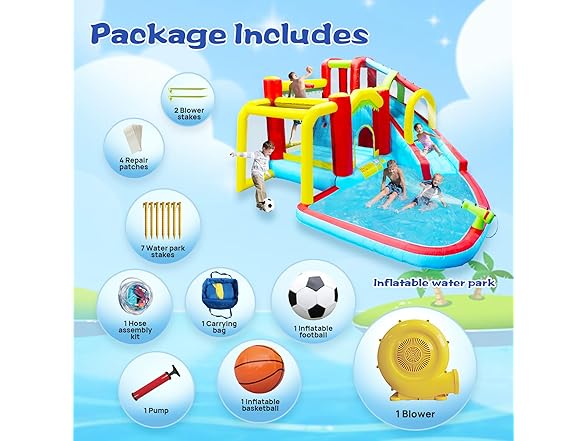 LKJYBG Inflatable Water Park with Blower