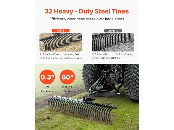 Pull-Behind Thatch Remover, 60" Width, Equipped