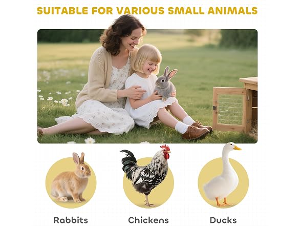 PawHut Elevated Wooden Rabbit Hutch, Indoor/O