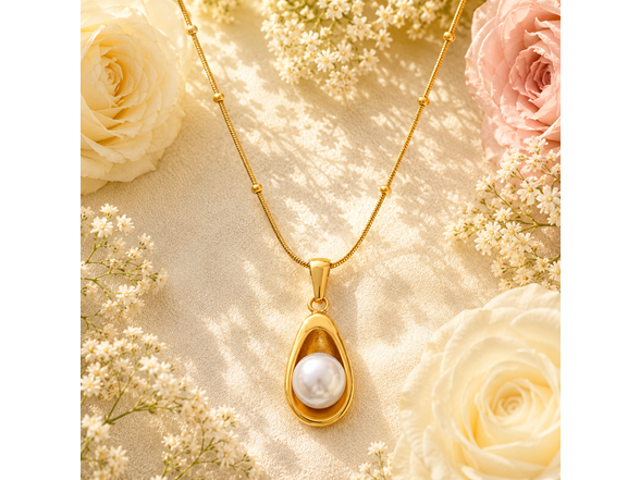 18K Gold Plated Pendant with Pearl